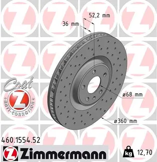 Zimmermann Two Piece Front Left Disc Brake Rotor - 95B615301J